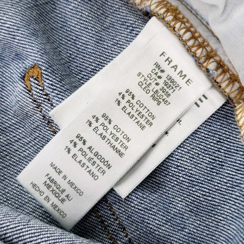 Frame Le Beau Straight Jean Womens 28 Blue Medium Wash Distress Ankle High Rise - Picture 7 of 11